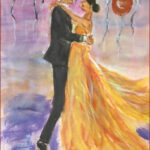 05 'Celebration' - Raija Jantti, Acrylic, Paper, 16x20cm, Framed, $90