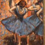 09 'Dancers in Blue - after Degas' - Evelyn Kerlin, Oils, Paper, 19x24cm, Framed, $150