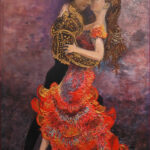 23 'Spanish Dancers' - Margaret Barker-Lo, Mixed Media, Canvas, 60x90cm, Not Framed, $250